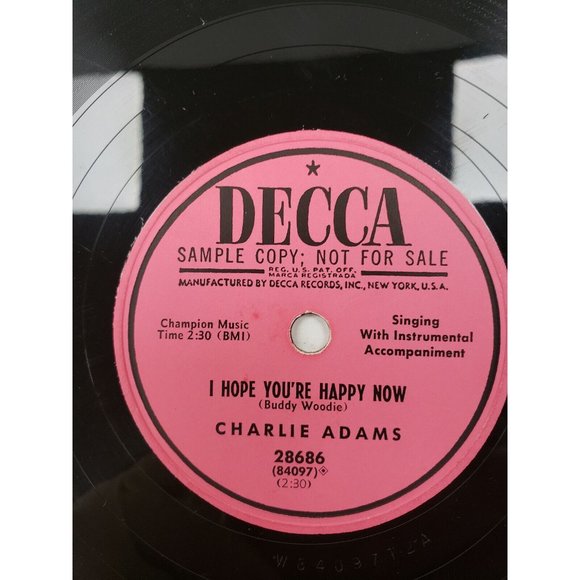 78 RPM-Baby,Let Me Kindle Your Flame-I Hope You're Happy Now-Charlie Adams(R108) - Picture 3 of 4